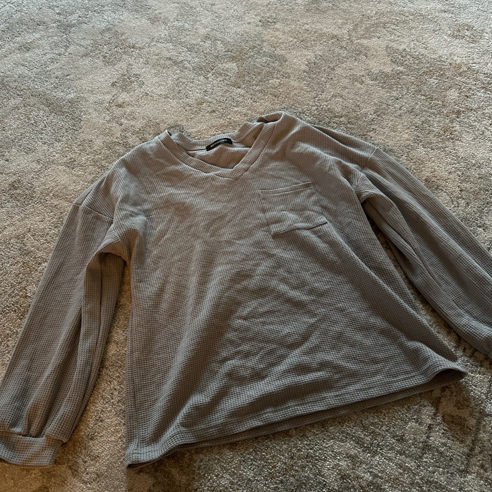 Waffle Knit Grey Sweater